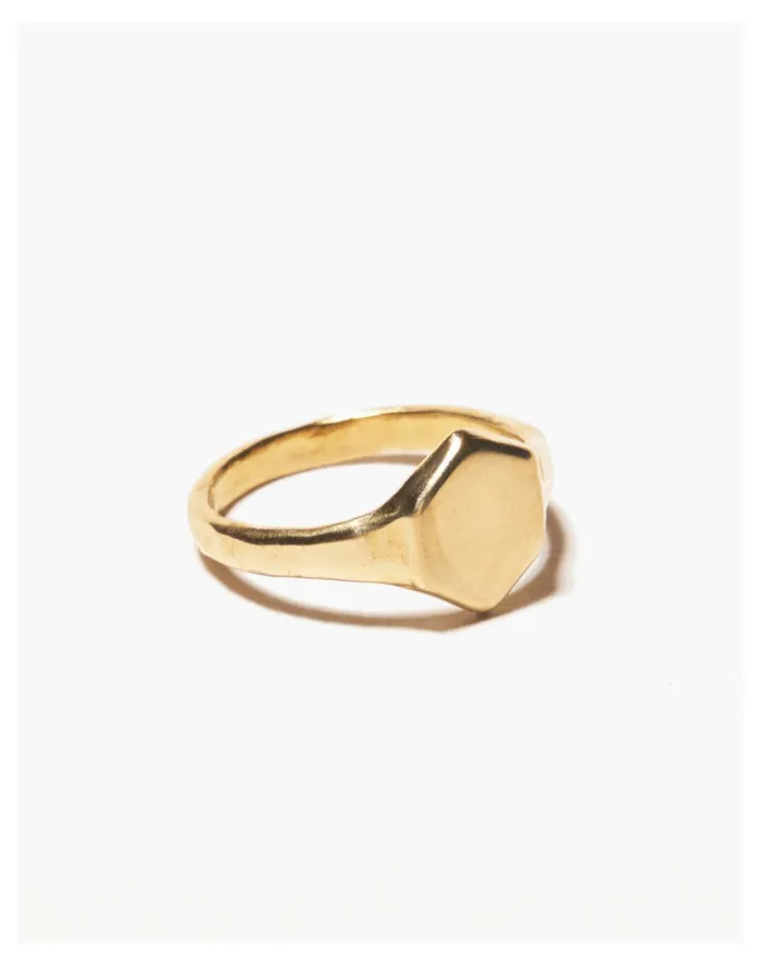 Women Odette Hex Signet Ring Brass Madewell Rings Women Odette Hex Signet Ring Brass Madewell Rings
