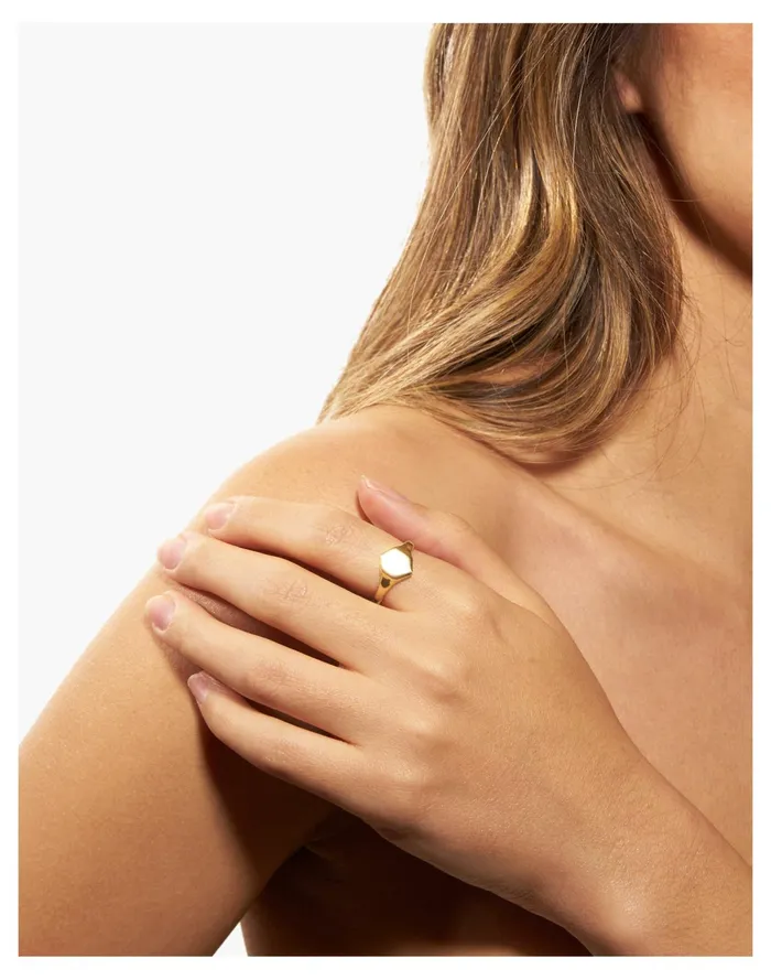 Women Odette Hex Signet Ring Brass Madewell Rings Women Odette Hex Signet Ring Brass Madewell Rings