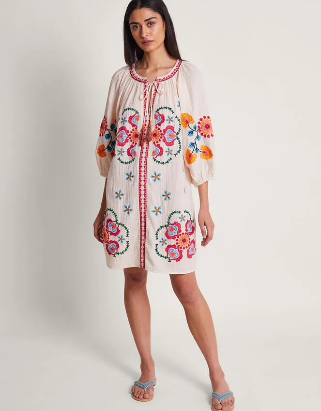 Women Opal Embroidered Kaftan Ivory Monsoon Beachwear and Swimwear