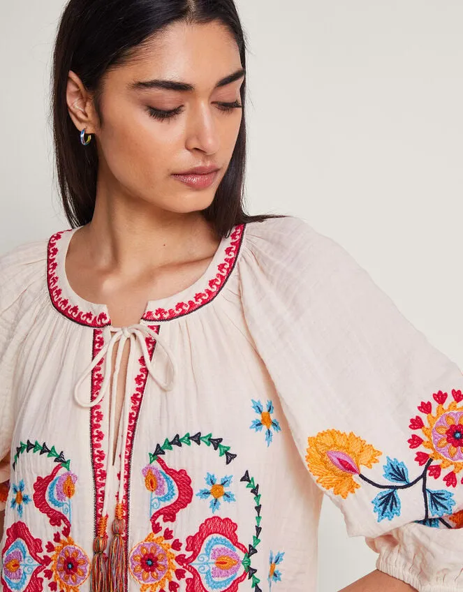 Women Opal Embroidered Kaftan Ivory Monsoon Beachwear and Swimwear