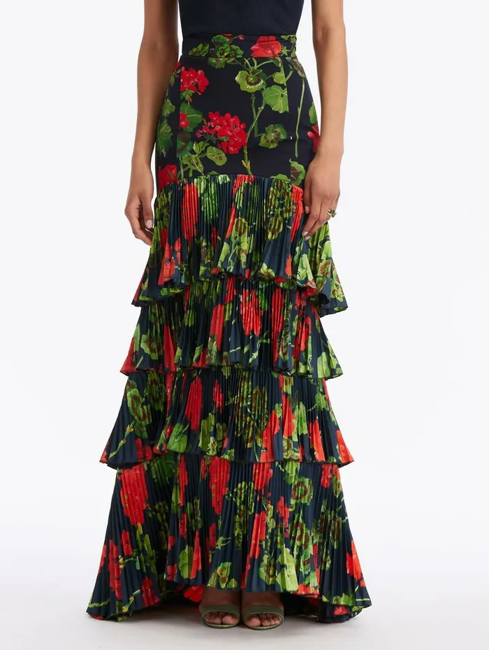 Women Pants and Skirts Oscar De La Renta Geranium Tiered Maxi Skirt Rednavy Women Pants and Skirts Oscar De La Renta Geranium Tiered Maxi Skirt Rednavy