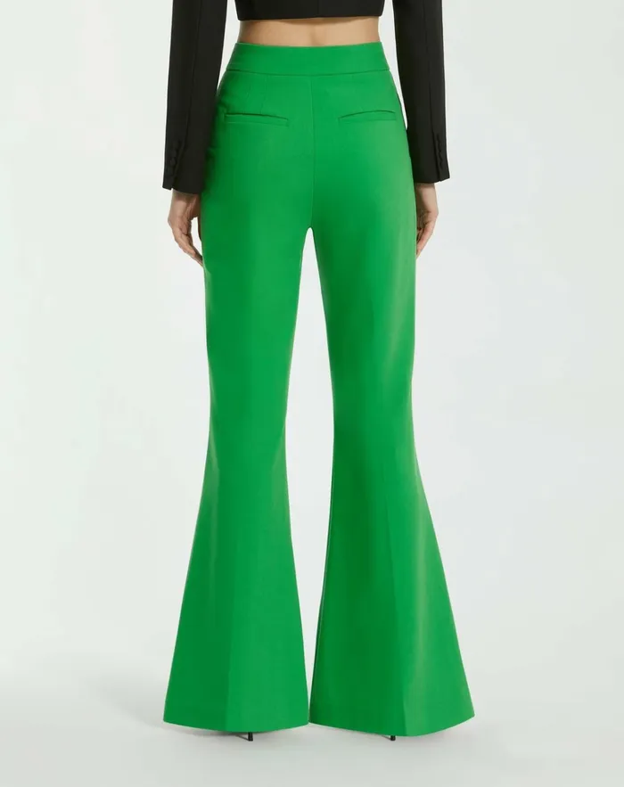 Women Pants Mac Duggal Spring Green Classic Crepe Flared Leg Trouser Pant 8211 FINAL SALE Spring Green