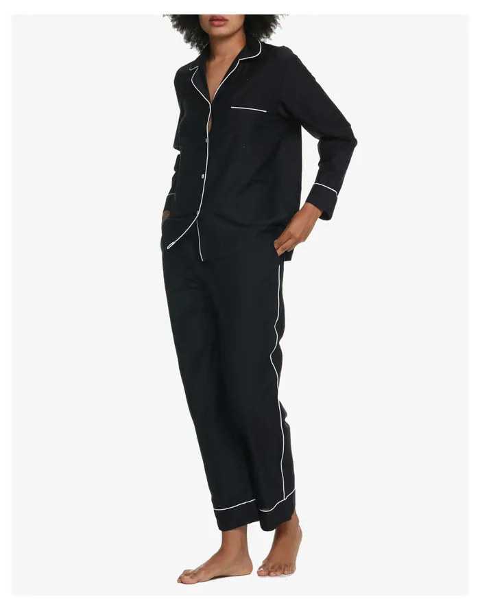 Women Papinelle Sleepwear Organic Cotton Mia Pajama Set Black Madewell Pajamas