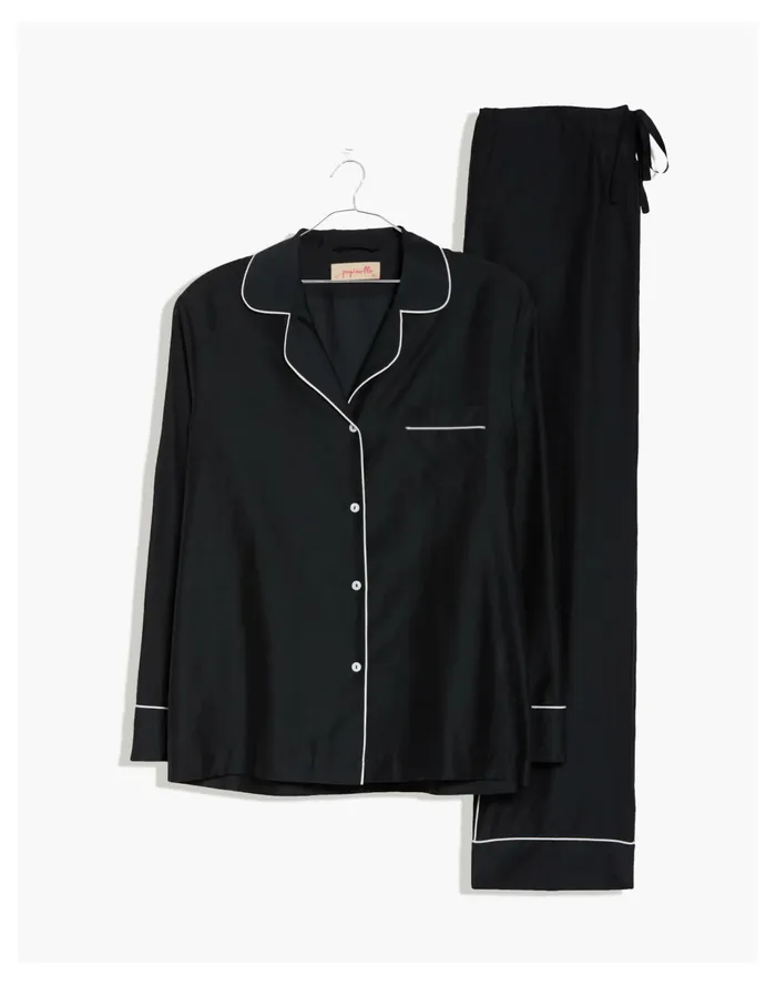 Women Papinelle Sleepwear Organic Cotton Mia Pajama Set Black Madewell Pajamas