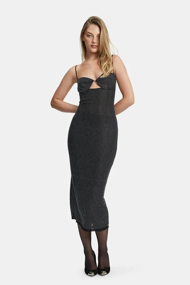 Women Party Dresses Bardot Aisha Diamante Midi Dress In Black Black