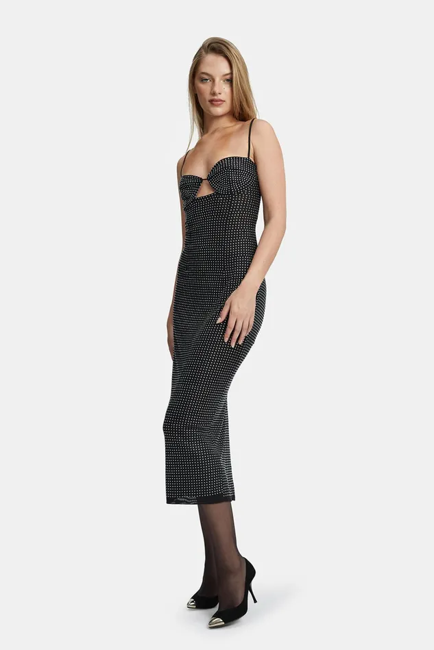 Women Party Dresses Bardot Aisha Diamante Midi Dress In Black Black Women Party Dresses Bardot Aisha Diamante Midi Dress In Black Black
