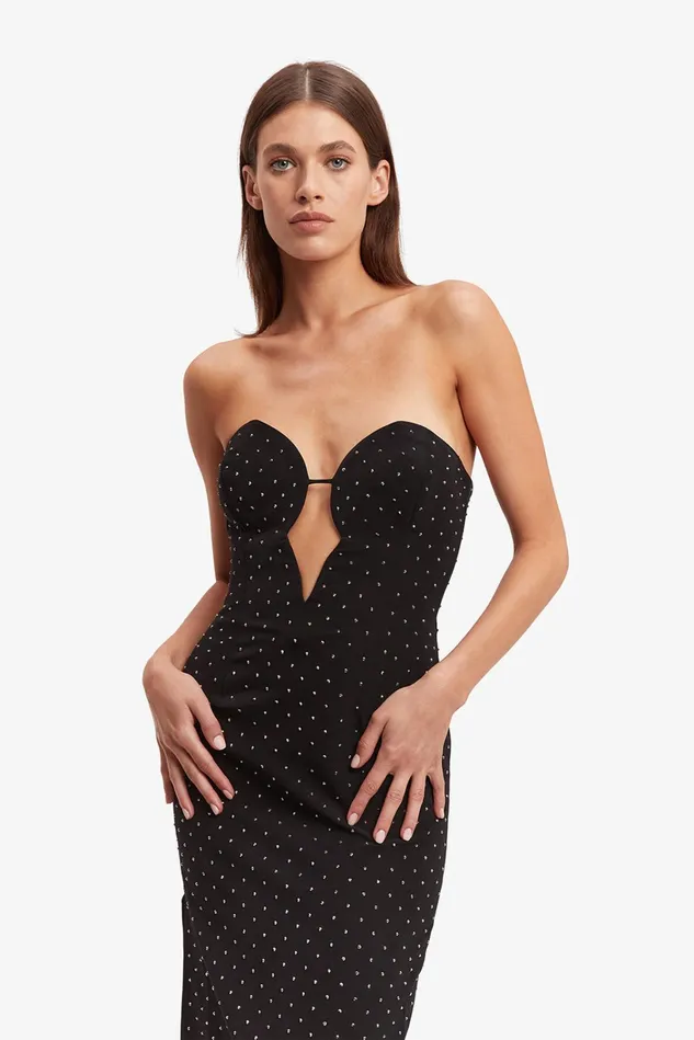 Women Party Dresses Bardot Eleni Stud Midi Dress In Black Black Women Party Dresses Bardot Eleni Stud Midi Dress In Black Black