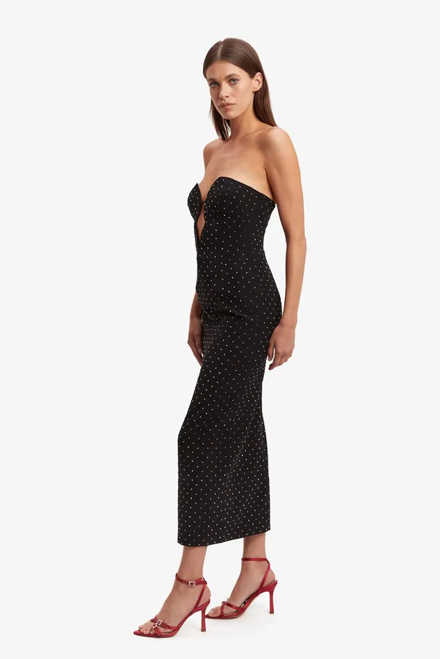 Women Party Dresses Bardot Eleni Stud Midi Dress In Black Black Women Party Dresses Bardot Eleni Stud Midi Dress In Black Black