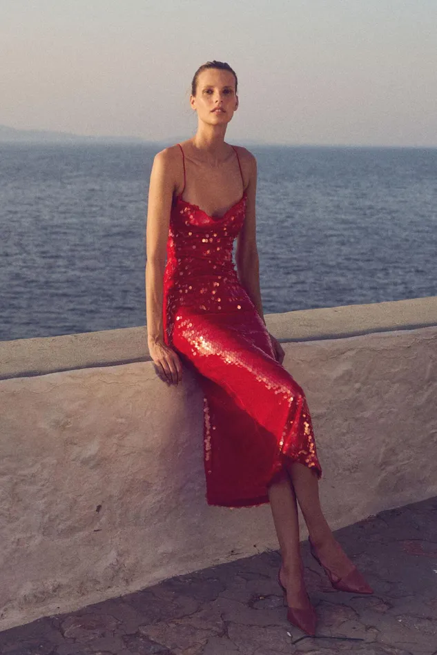 Women Party Dresses Bardot Karina Sequin Maxi Dress In Fire Red Fire Red Women Party Dresses Bardot Karina Sequin Maxi Dress In Fire Red Fire Red