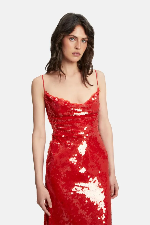 Women Party Dresses Bardot Karina Sequin Maxi Dress In Fire Red Fire Red Women Party Dresses Bardot Karina Sequin Maxi Dress In Fire Red Fire Red