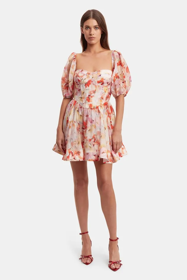 Women Party Dresses Bardot Kiah Corset Mini Dress In Paintly Floral Paintly Floral