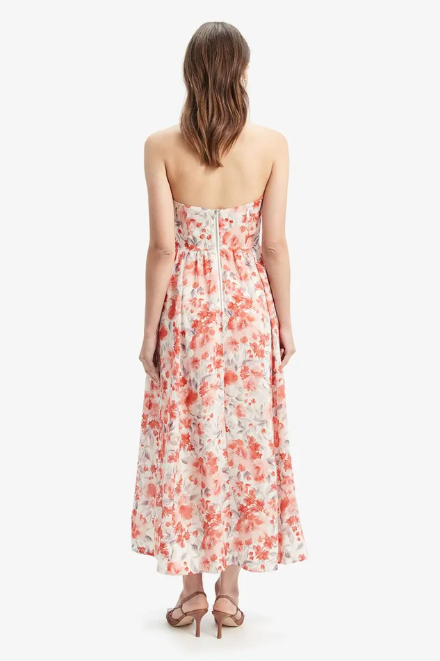 Women Party Dresses Bardot Lola Corset Midi Dress In Red Floral Red Floral Women Party Dresses Bardot Lola Corset Midi Dress In Red Floral Red Floral