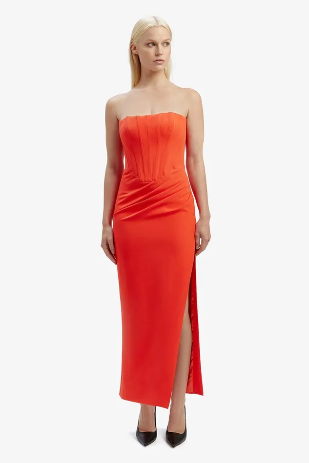 Women Party Dresses Bardot Saira Midi Dress In Orange Sorbet Orange Sorbet