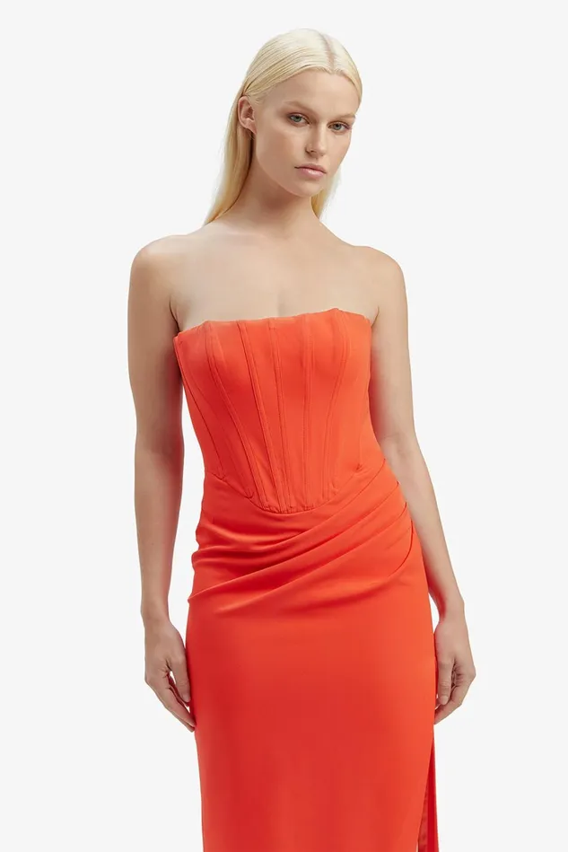 Women Party Dresses Bardot Saira Midi Dress In Orange Sorbet Orange Sorbet Women Party Dresses Bardot Saira Midi Dress In Orange Sorbet Orange Sorbet