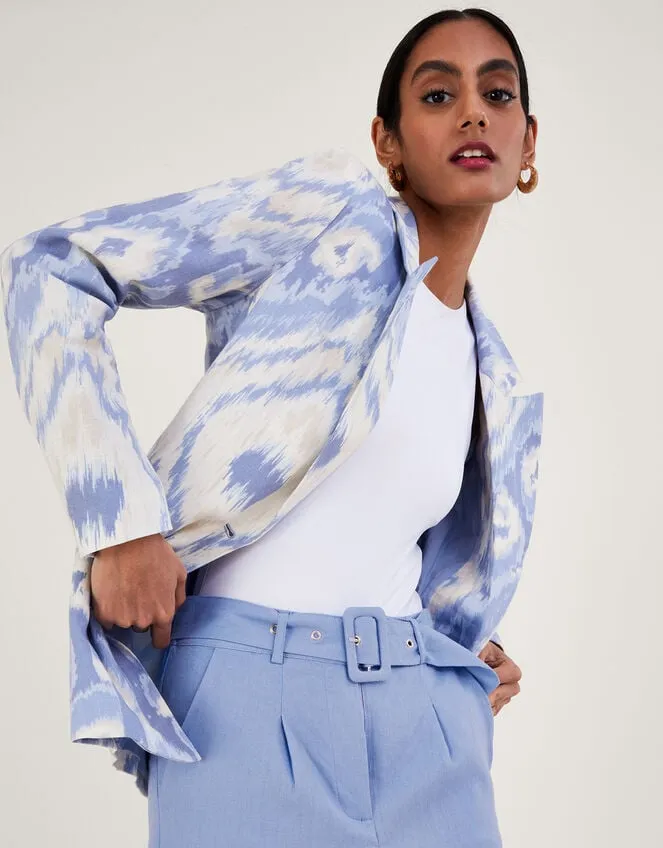 Women Peggy Blazer In Linen Blend Blue Monsoon Linen