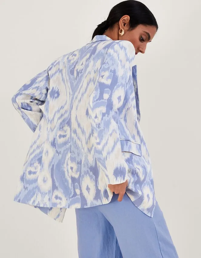 Women Peggy Blazer In Linen Blend Blue Monsoon Linen