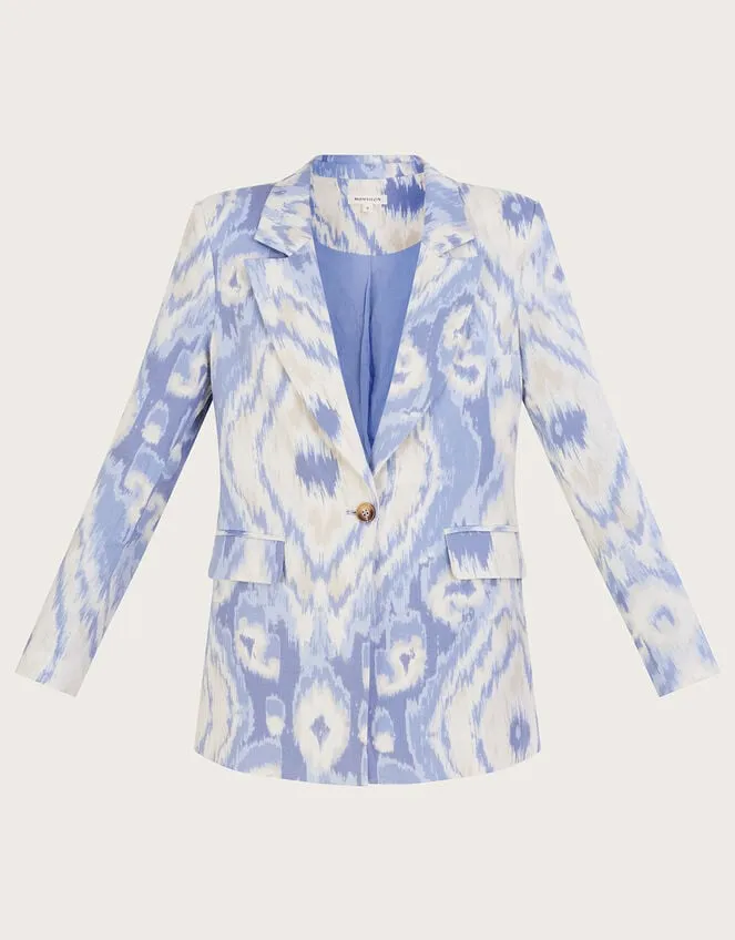 Women Peggy Blazer In Linen Blend Blue Monsoon Linen