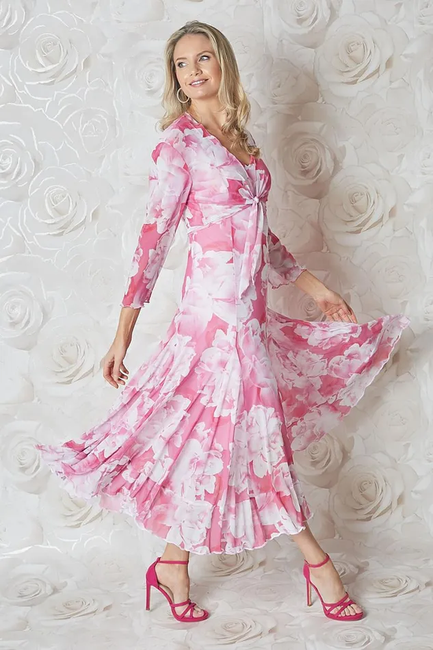Women Pink Julianna Floral Print Mesh Shrug Roman Jackets