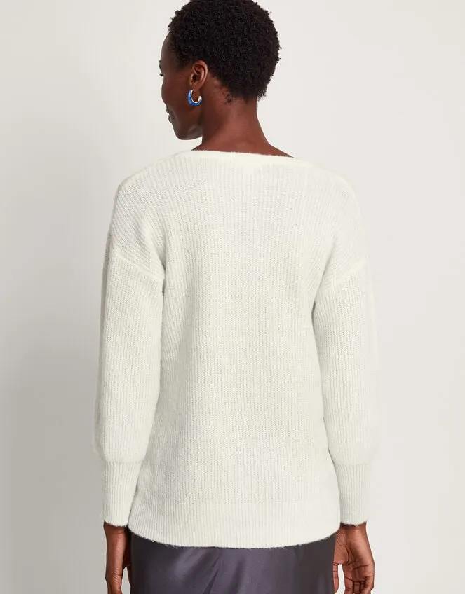 Women Pippa Wrap Jumper Ivory Monsoon Knitwear