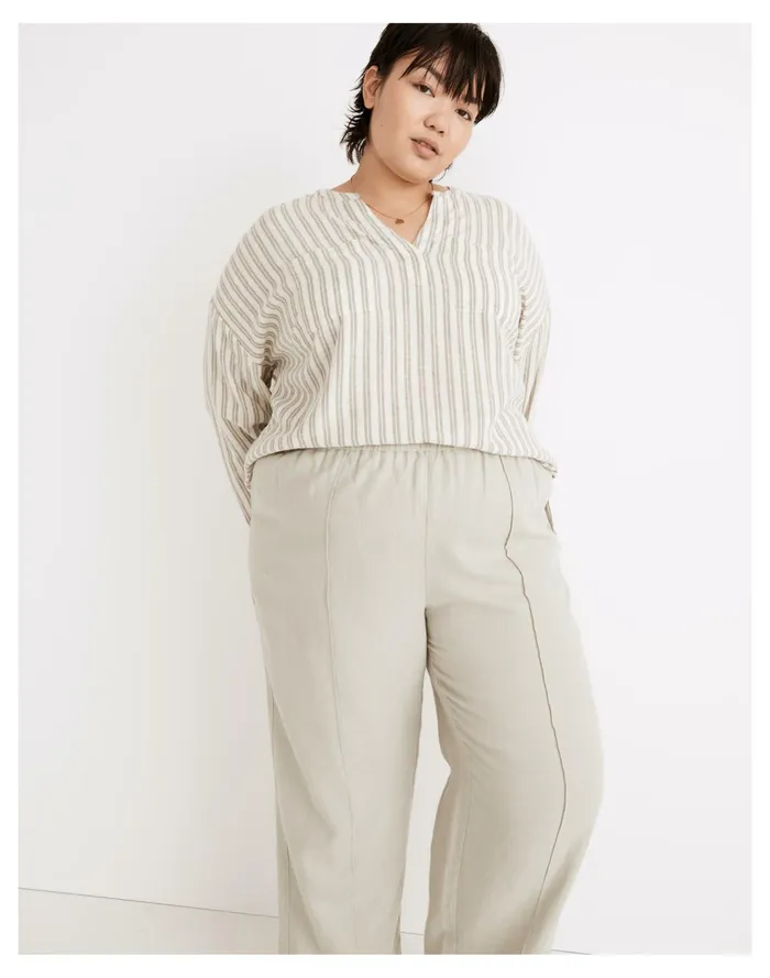 Women Plus Breezewoven Pull On High Rise Straight Pants Ashen Sage Madewell Pants