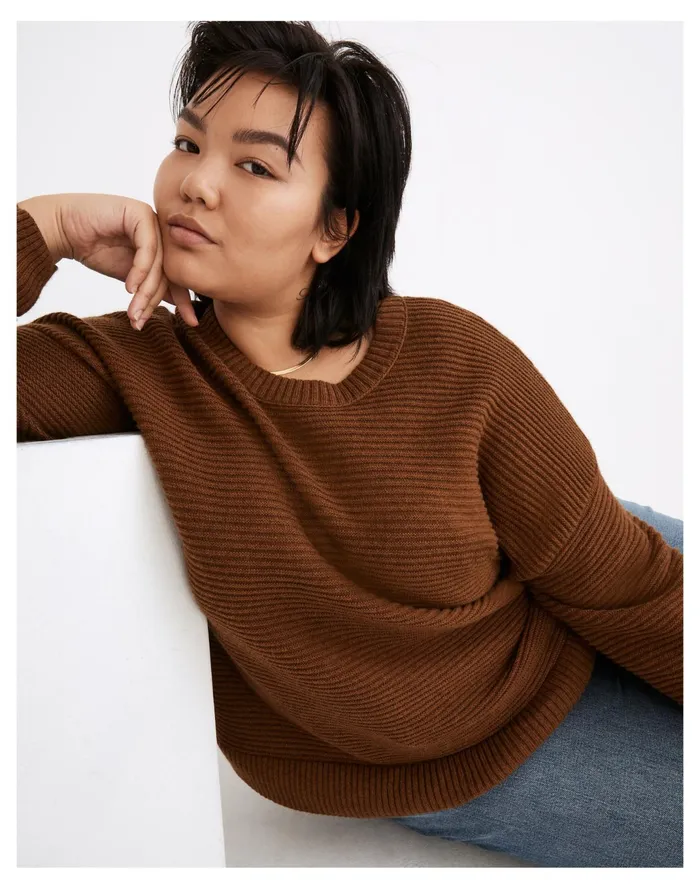 Women Plus Greensboro Button Back Sweater Heather Cinnamon Madewell Sweaters