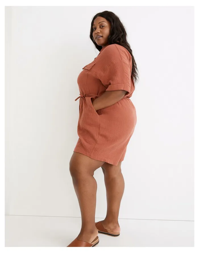 Women Plus Lightspun Belted Safari Romper Weathered Brick Madewell Jumpsuits and Overalls Women Plus Lightspun Belted Safari Romper Weathered Brick Madewell Jumpsuits and Overalls