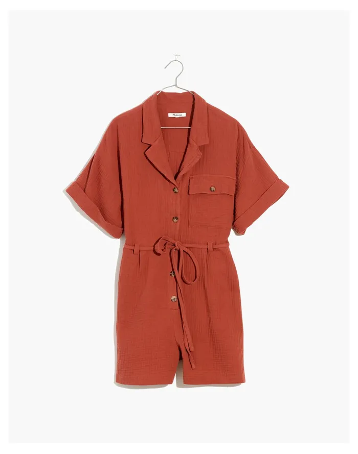 Women Plus Lightspun Belted Safari Romper Weathered Brick Madewell Jumpsuits and Overalls Women Plus Lightspun Belted Safari Romper Weathered Brick Madewell Jumpsuits and Overalls