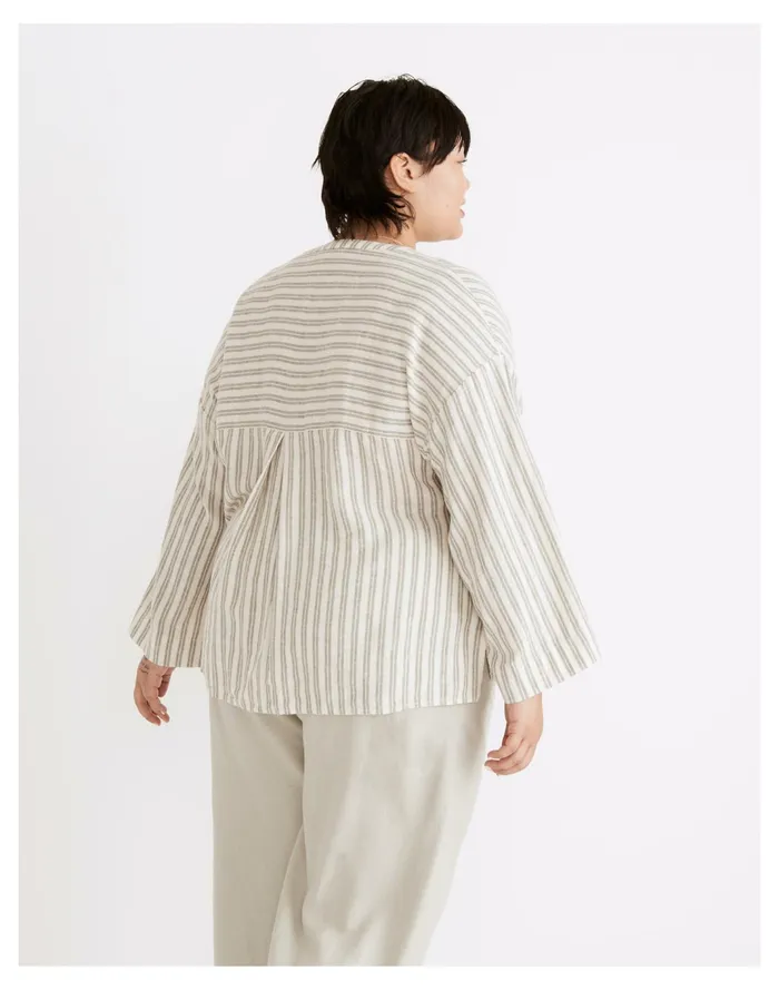 Women Plus Linen Blend Lakeline Popover Shirt In Hester Stripe Distant Grove Madewell Tops and Shirts Women Plus Linen Blend Lakeline Popover Shirt In Hester Stripe Distant Grove Madewell Tops and Shirts