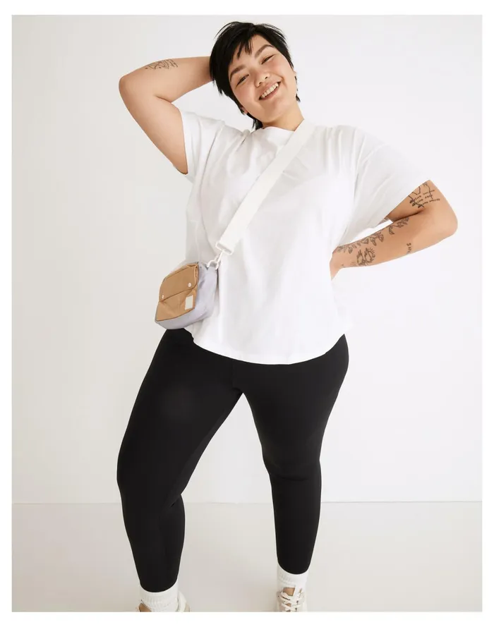Women Plus MWL Seamed Tee Eyelet White Madewell Activewear