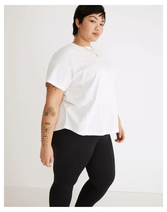 Women Plus MWL Seamed Tee Eyelet White Madewell Activewear Women Plus MWL Seamed Tee Eyelet White Madewell Activewear
