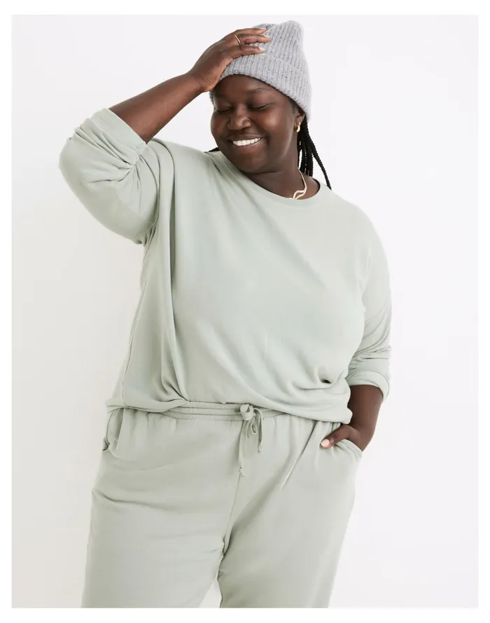 Women Plus MWL Superbrushed Easygoing Sweatshirt Frosted Willow Madewell MWL Athleisure Women Plus MWL Superbrushed Easygoing Sweatshirt Frosted Willow Madewell MWL Athleisure