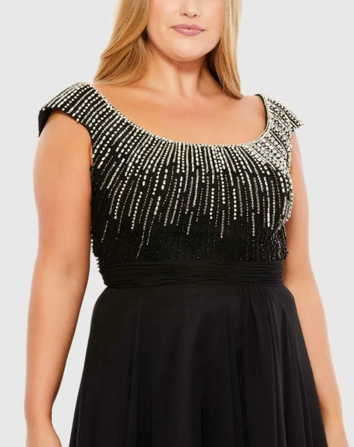 Women Plus Size Dresses Mac Duggal Beaded Cap Sleeve A Line Gown Plus Black Women Plus Size Dresses Mac Duggal Beaded Cap Sleeve A Line Gown Plus Black