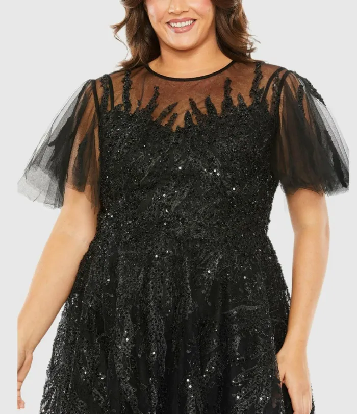 Women Plus Size Dresses Mac Duggal High Neck Flutter Sleeve A Line Embellished Dress Plum Women Plus Size Dresses Mac Duggal High Neck Flutter Sleeve A Line Embellished Dress Plum