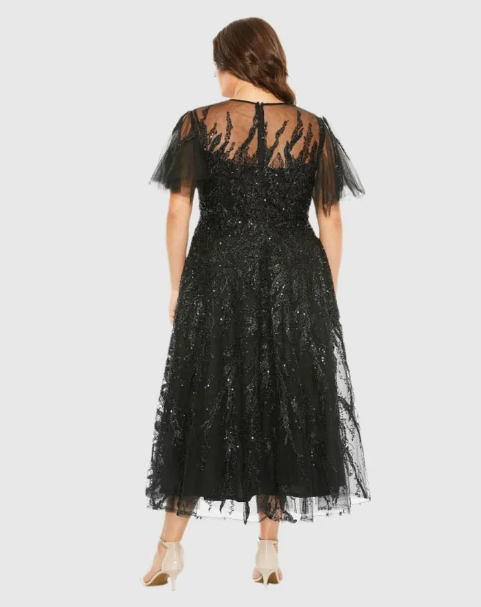 Women Plus Size Dresses Mac Duggal High Neck Flutter Sleeve A Line Embellished Dress Plum Women Plus Size Dresses Mac Duggal High Neck Flutter Sleeve A Line Embellished Dress Plum
