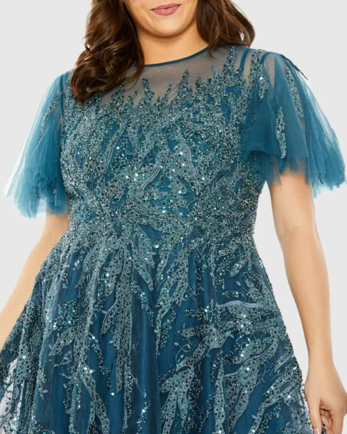Women Plus Size Dresses Mac Duggal High Neck Flutter Sleeve A Line Embellished Dress Plum Women Plus Size Dresses Mac Duggal High Neck Flutter Sleeve A Line Embellished Dress Plum