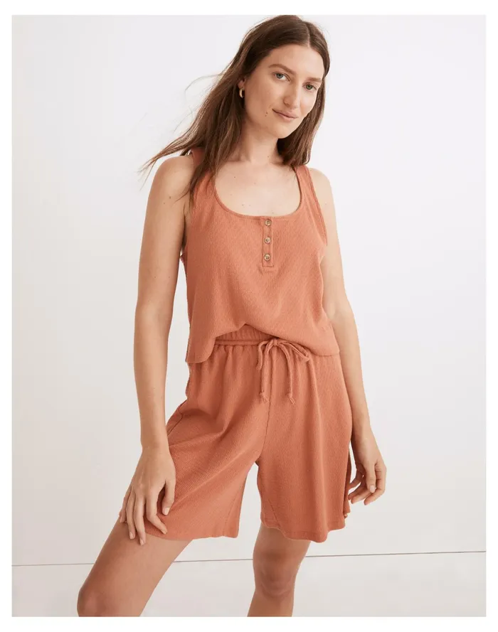 Women Pointelle Henley Pajama Tank Sweet Dahlia Madewell Pajamas