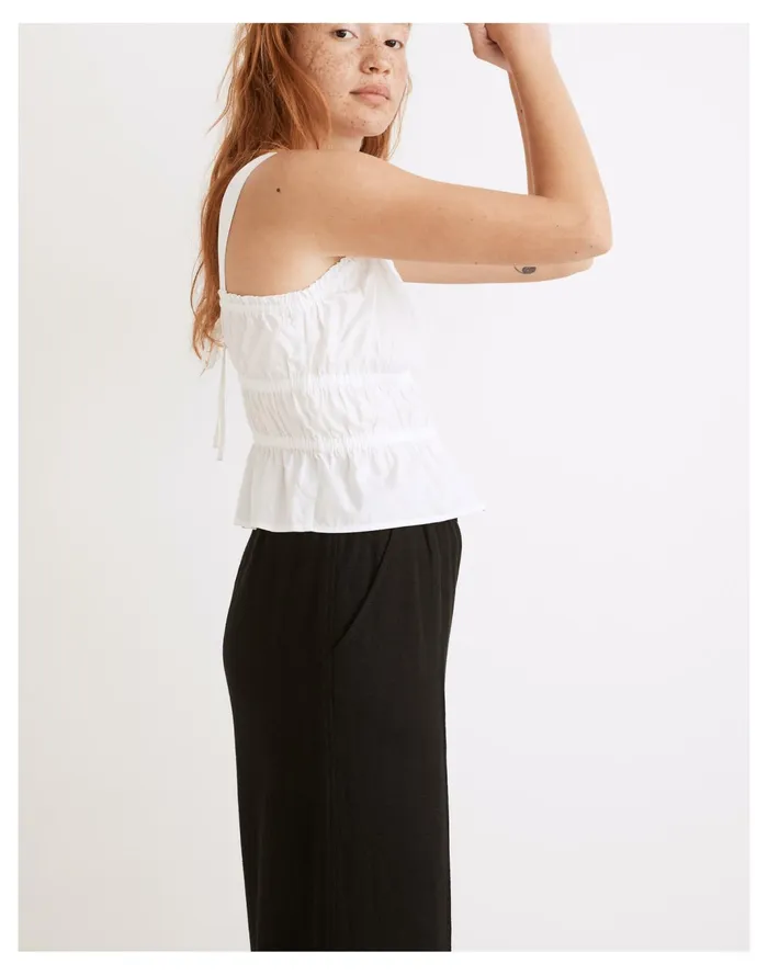 Women Poplin Sophia Peplum Tank Eyelet White Madewell Tops and Shirts Women Poplin Sophia Peplum Tank Eyelet White Madewell Tops and Shirts