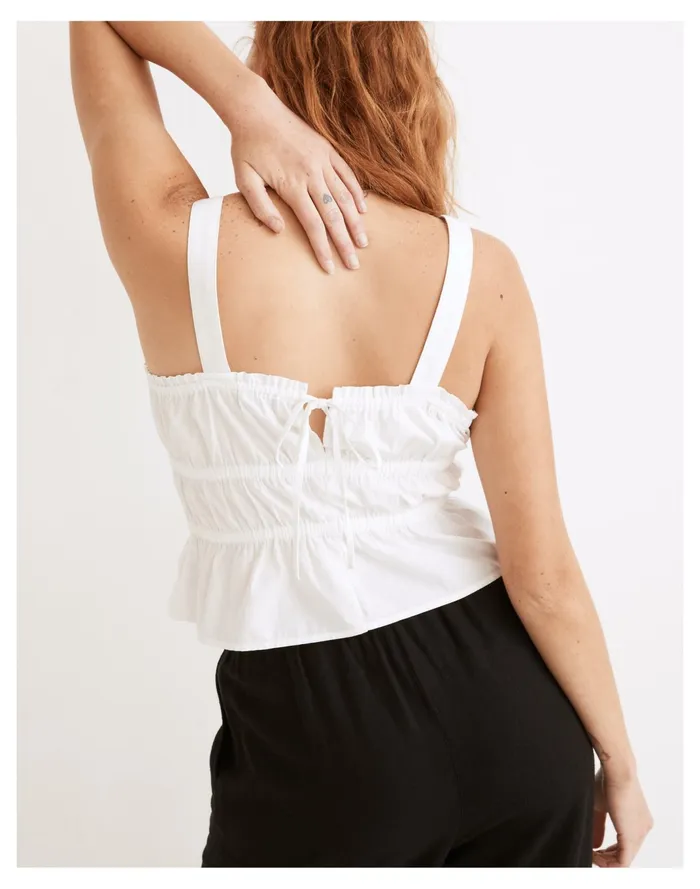 Women Poplin Sophia Peplum Tank Eyelet White Madewell Tops and Shirts Women Poplin Sophia Peplum Tank Eyelet White Madewell Tops and Shirts