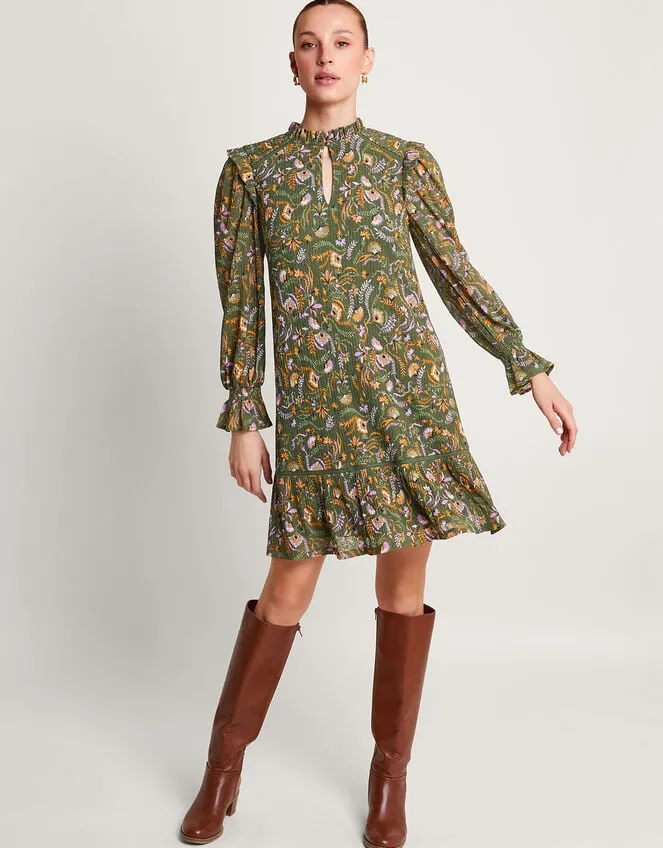 Women Print Short Dress Green Monsoon Dresses