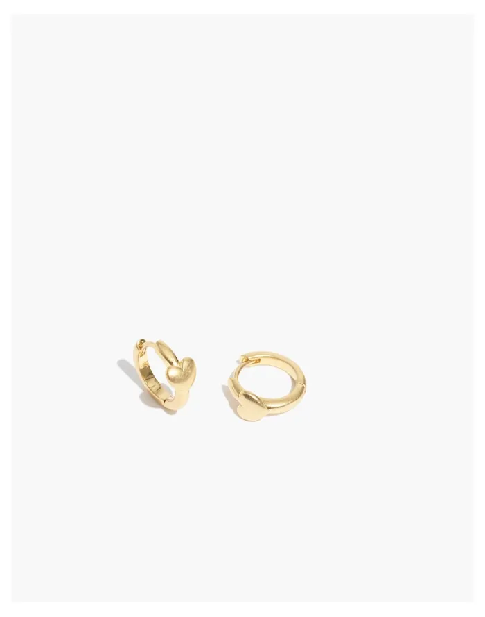 Women Puffed Heart Huggie Hoop Earrings Vintage Gold Madewell Earrings