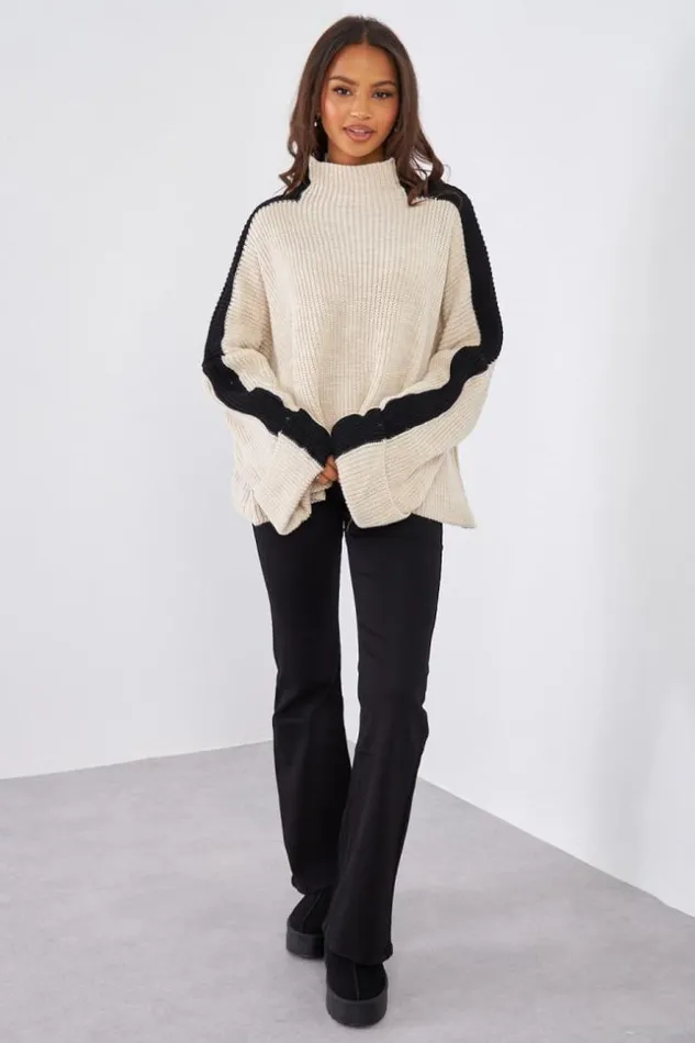 Women Pull Beige En Maille Bicolore Beige Brentiny Paris Sweaters and Sweatshirts Women Pull Beige En Maille Bicolore Beige Brentiny Paris Sweaters and Sweatshirts