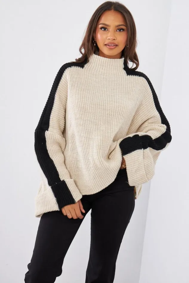 Women Pull Beige En Maille Bicolore Beige Brentiny Paris Sweaters and Sweatshirts Women Pull Beige En Maille Bicolore Beige Brentiny Paris Sweaters and Sweatshirts
