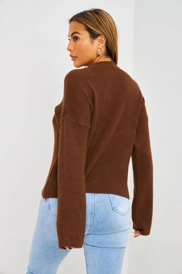 Women Pull Marron En Grosses Mailles Brown Brentiny Paris Sweaters and Sweatshirts Women Pull Marron En Grosses Mailles Brown Brentiny Paris Sweaters and Sweatshirts