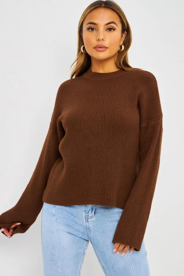 Women Pull Marron En Grosses Mailles Brown Brentiny Paris Sweaters and Sweatshirts Women Pull Marron En Grosses Mailles Brown Brentiny Paris Sweaters and Sweatshirts