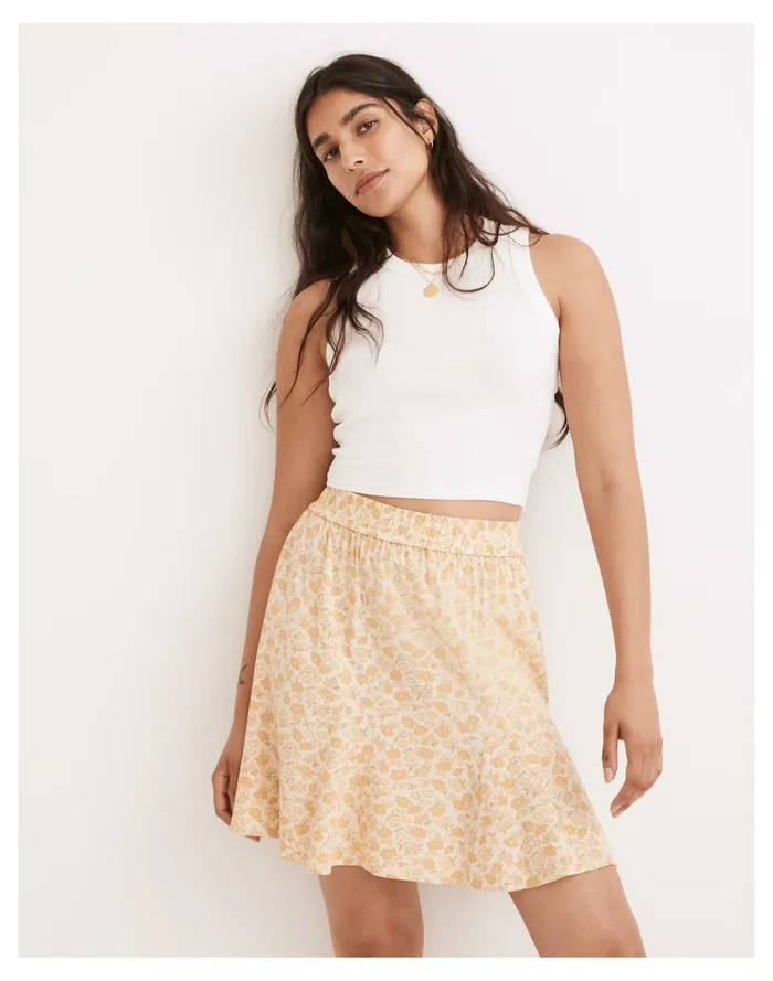 Women Pull On Swing Mini Skirt In Piccola Floral French Vanilla Madewell Skirts