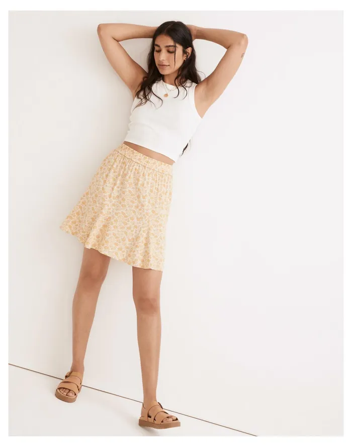 Women Pull On Swing Mini Skirt In Piccola Floral French Vanilla Madewell Skirts Women Pull On Swing Mini Skirt In Piccola Floral French Vanilla Madewell Skirts