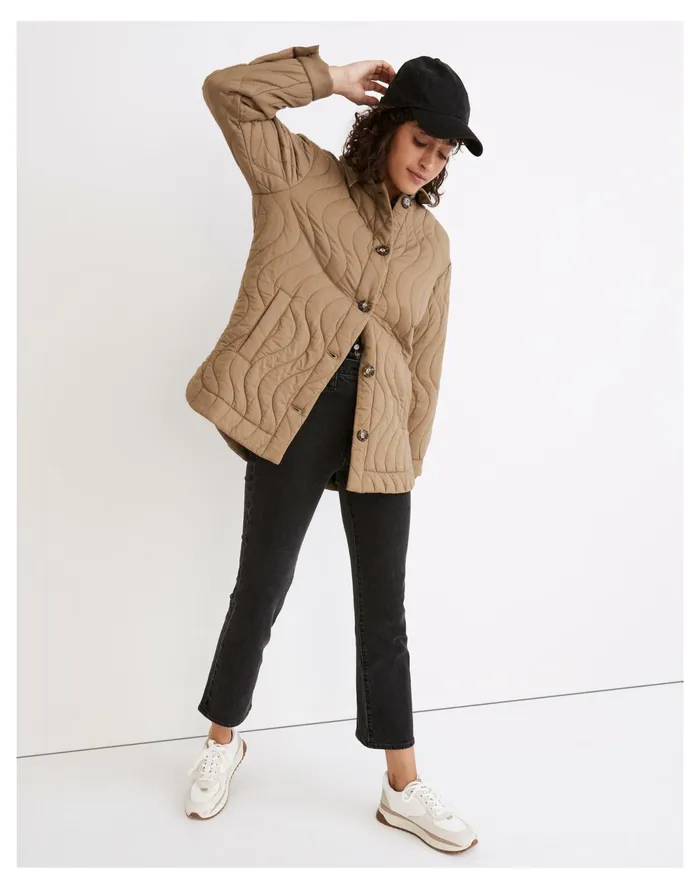 Women Quilted Belrose Shirt Jacket Distant Surplus Madewell Jackets