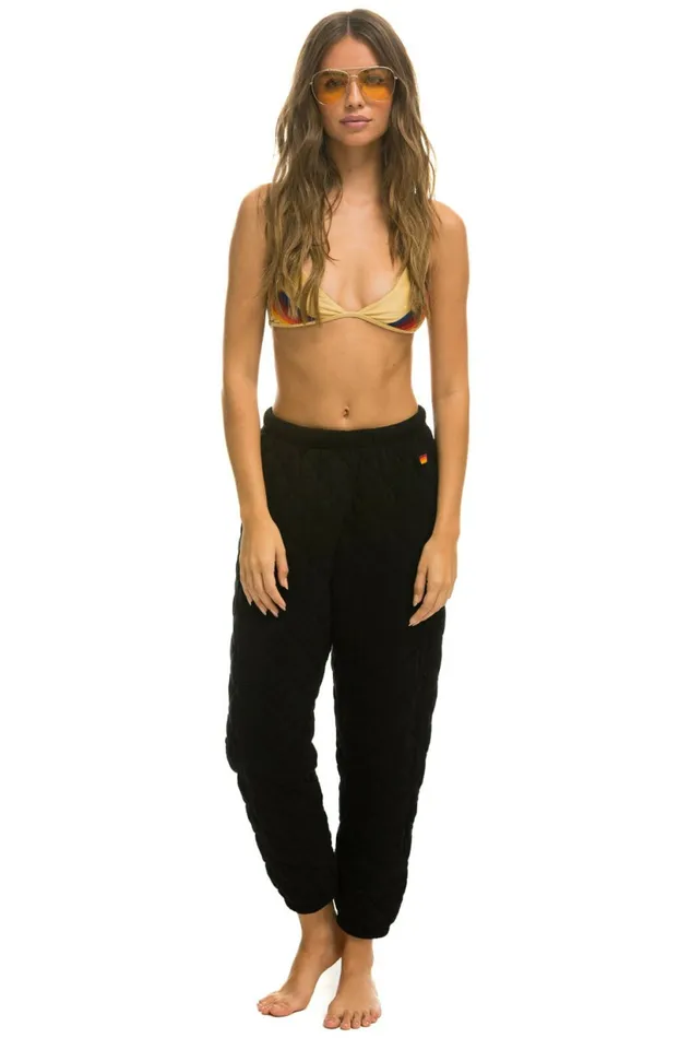 Women QUILTED SWEATPANTS 8211 BLACK Aviator Nation Sweatpants