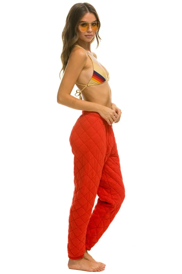 Women QUILTED SWEATPANTS 8211 RED Aviator Nation Sweatpants Women QUILTED SWEATPANTS 8211 RED Aviator Nation Sweatpants