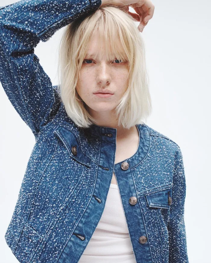 Women Rag and Bone Blazers and Vests Cora Denim Jacket Midtweed